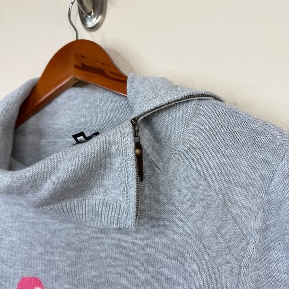 TALBOTS Wool Blend  Women's Sz L Christmas Gray Bird Seasons Tweetings Sweater - Picture 6 of 14